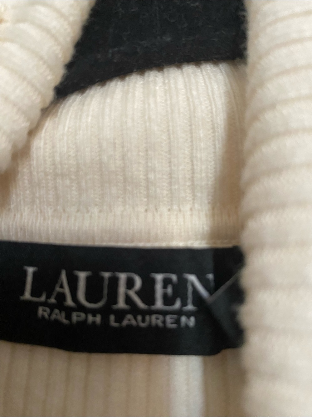 Lauren Ralph Lauren Cream Ribbed Turtleneck Sweater